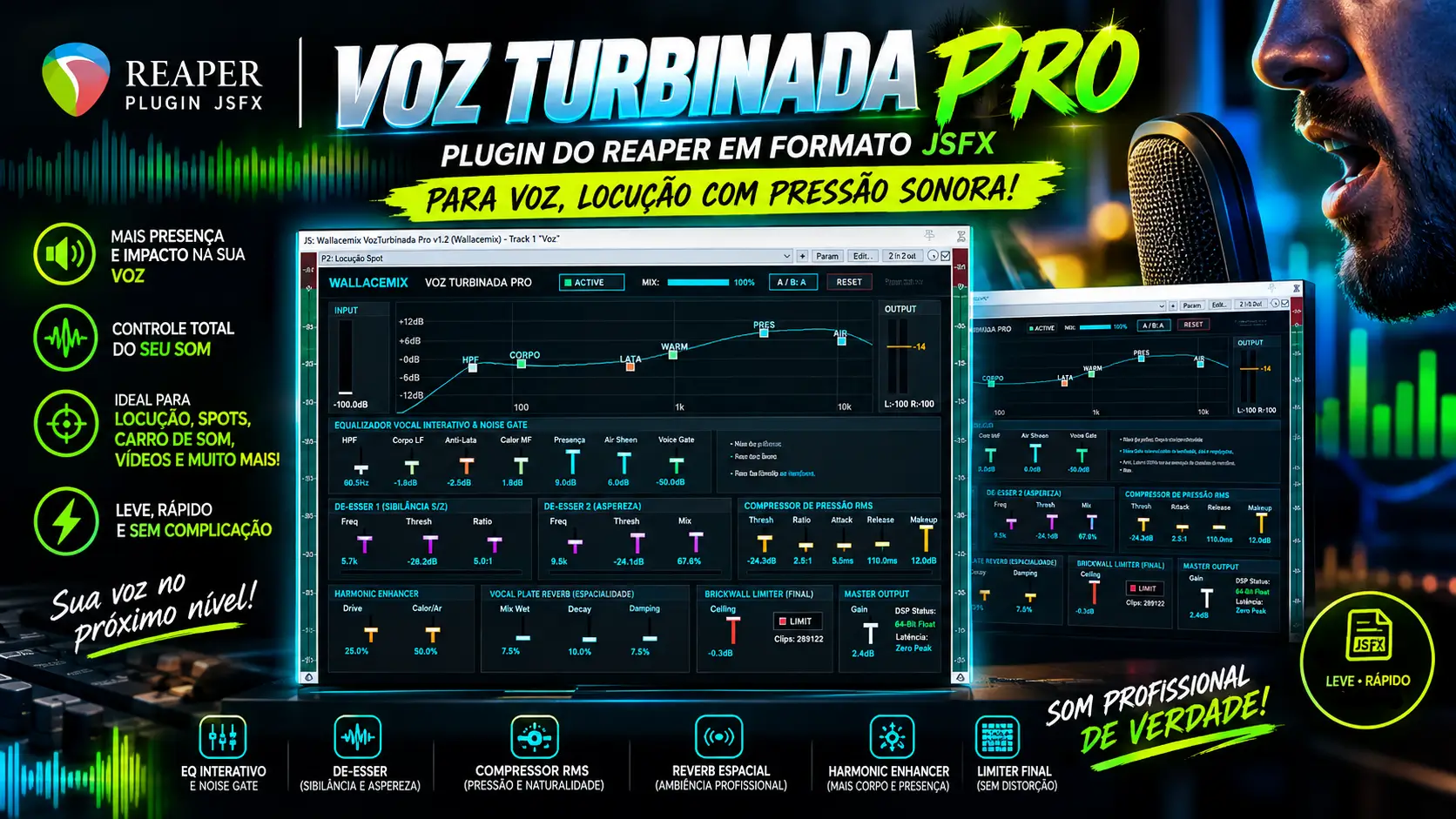 Cadeia de processamento de voz do Voz Turbinada Pro